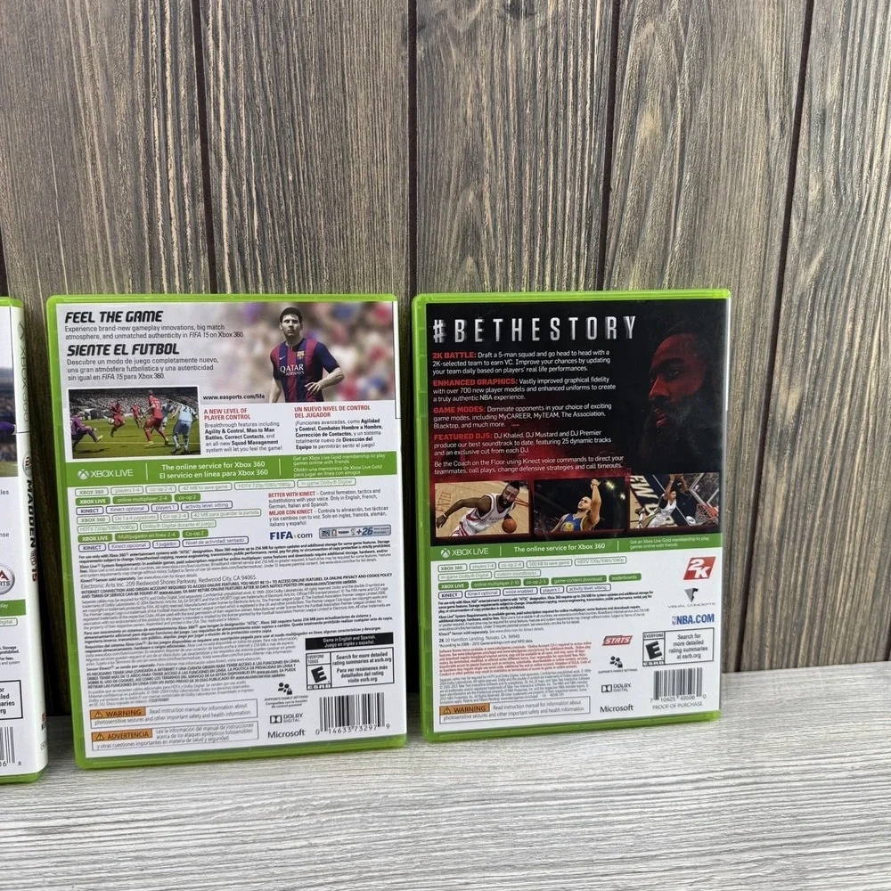 Xbox 360 Sports Game Bundle FIFA 15, NBA 2K16, Madden NFL 15 Tested Working